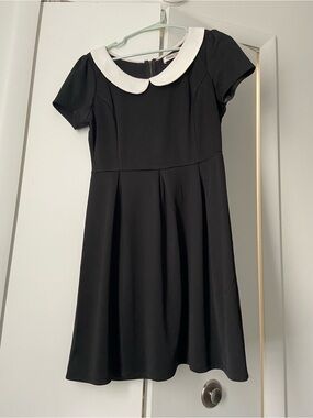 Sunny Girl Black Dress with White Peter Pan Collar Accent from Modcloth